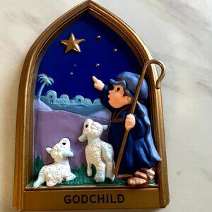 Vintage Hallmark Keepsake Christmas Ornament for Godchild -Shepherd Boy with Lam